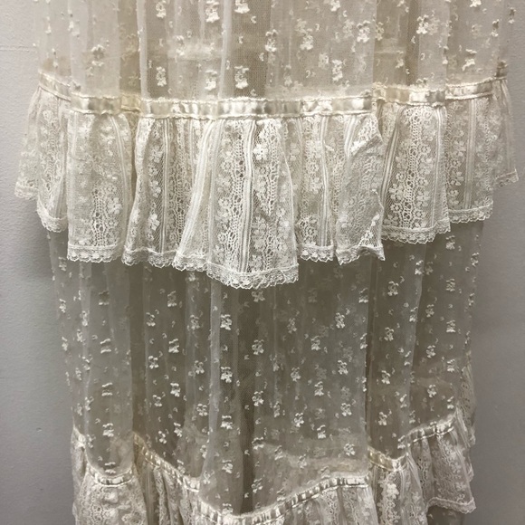 Gunne Sax Romantic Renaissance Bridal Collection Lace Ruffle Maxi Dress Size 7 - Picture 8 of 13